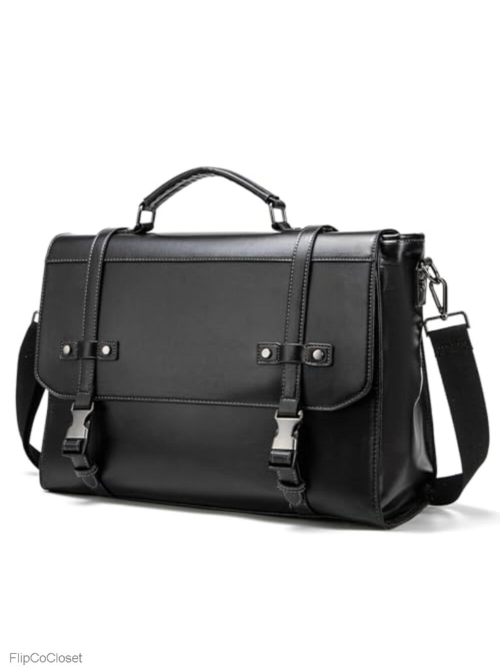 Eco-Friendly Leather Messenger Bag 17" Laptop Briefcase Crossbody Travel
